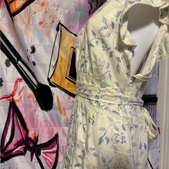 NWOT Reformation unlined pastel blue flowered country cotton smock pocket dress - Picture 2 of 16